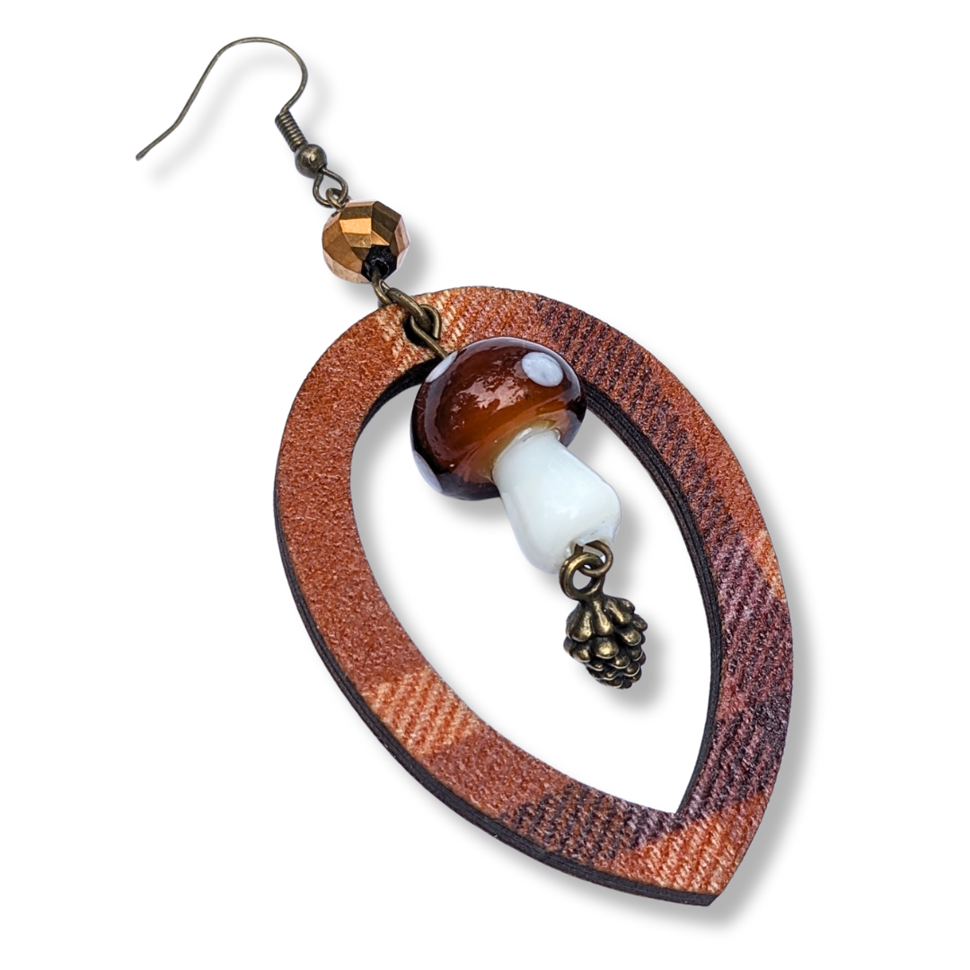 Autumn Woods Flannel Teardrop Earrings