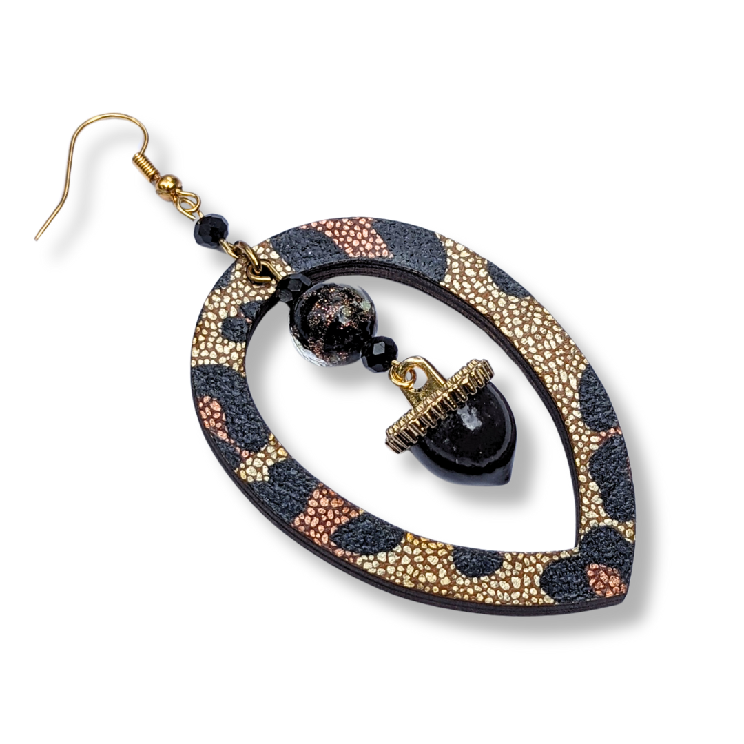 Autumn Woods Leopard Teardrop Earrings