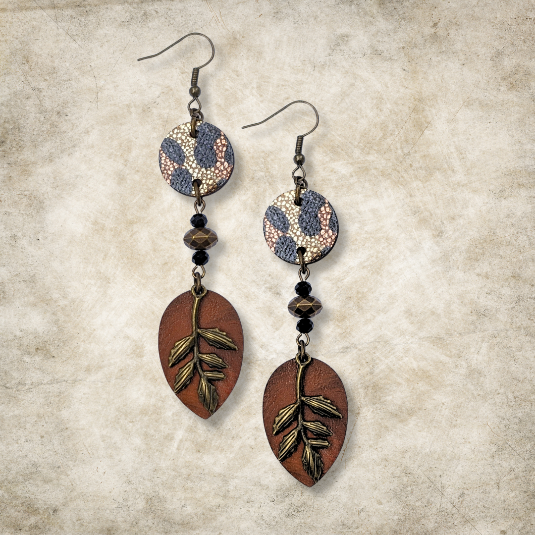 Autumn Woods Rust Orange Small Teardrop Earrings