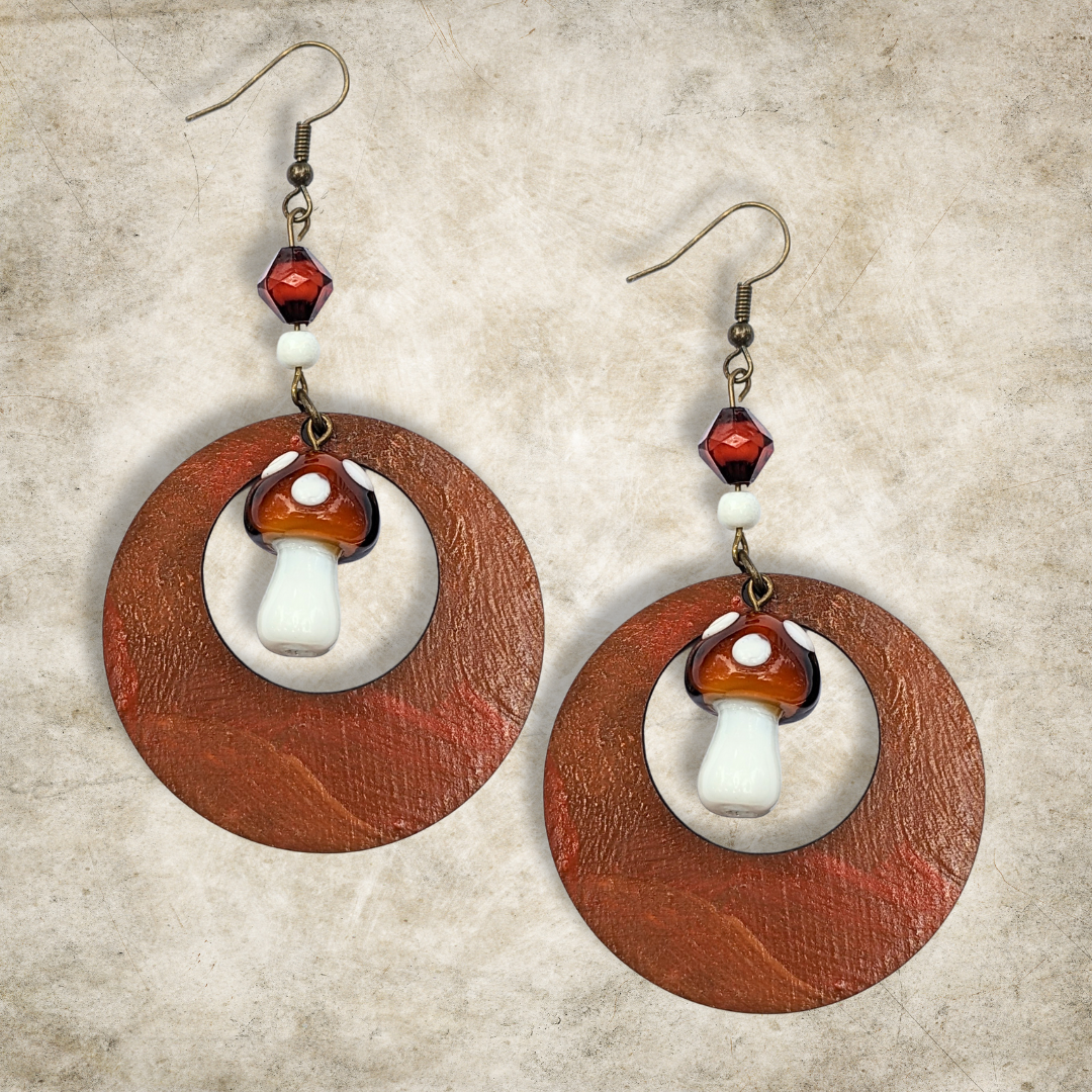 Autumn Woods Rust Orange Hoop Earrings