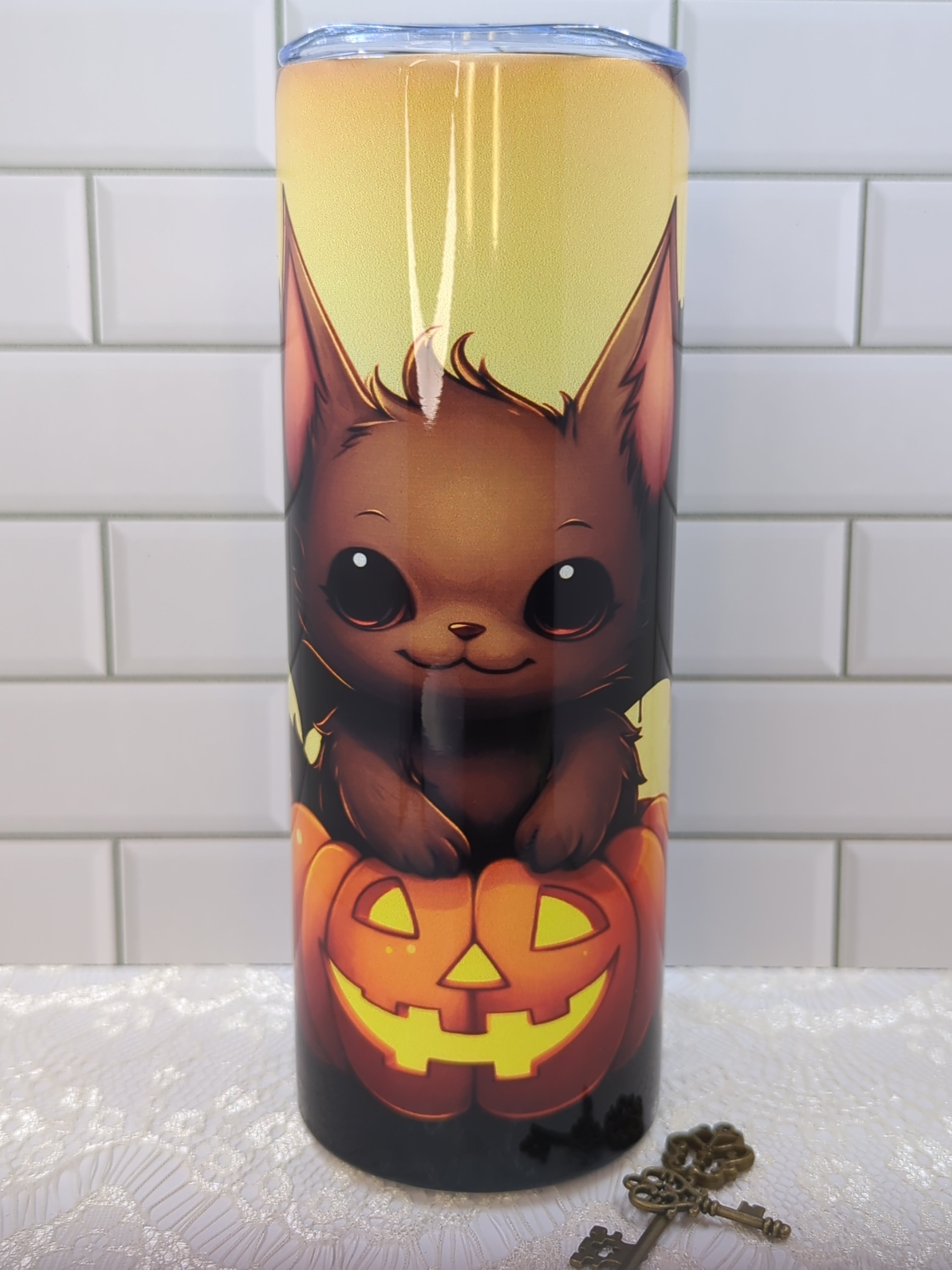 20 oz Bat with Pumpkin Sublimation Tumbler