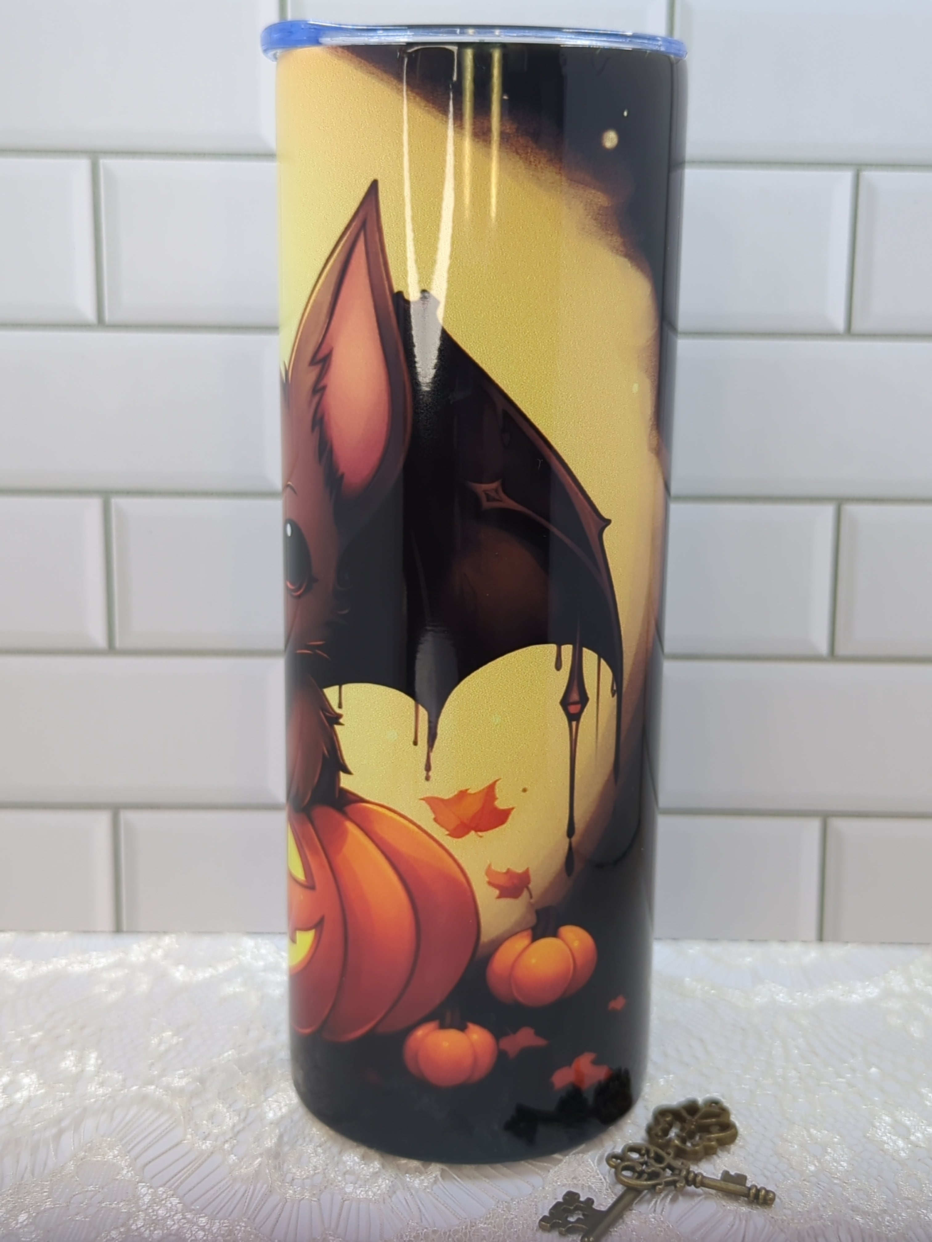 20 oz Bat with Pumpkin Sublimation Tumbler