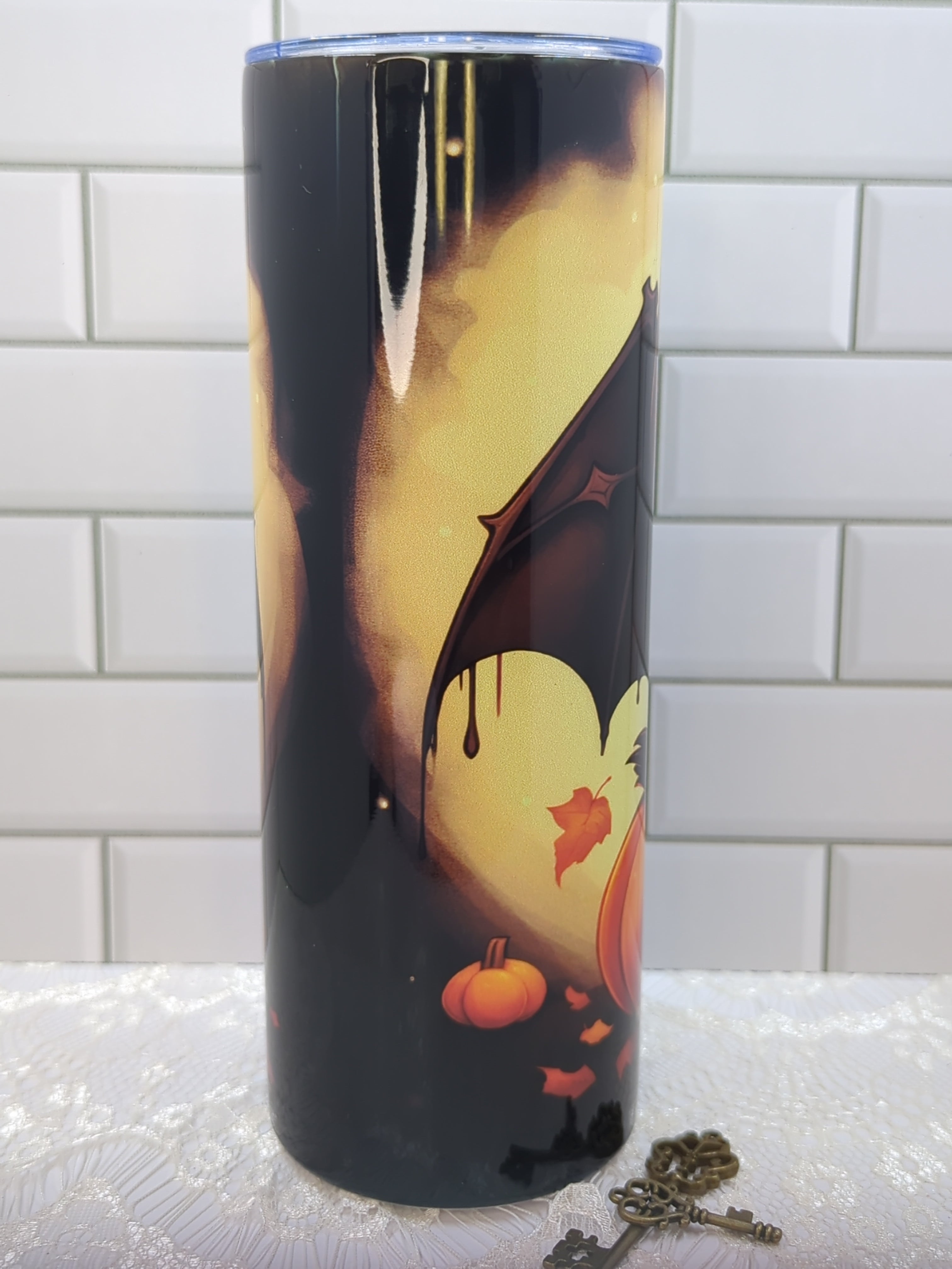 20 oz Bat with Pumpkin Sublimation Tumbler