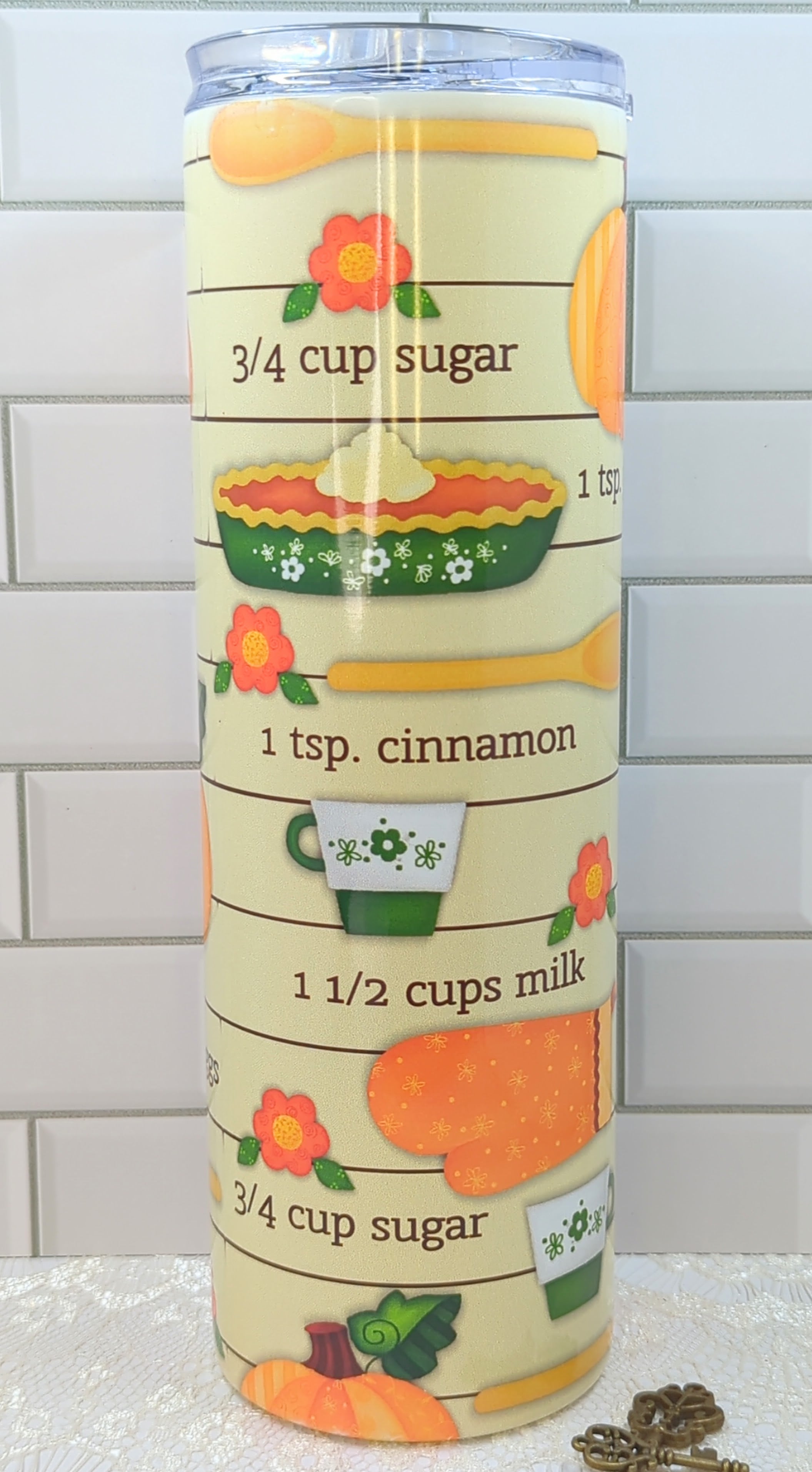 30 oz Vintage Pumpkin Pie Recipe Sublimation Tumbler