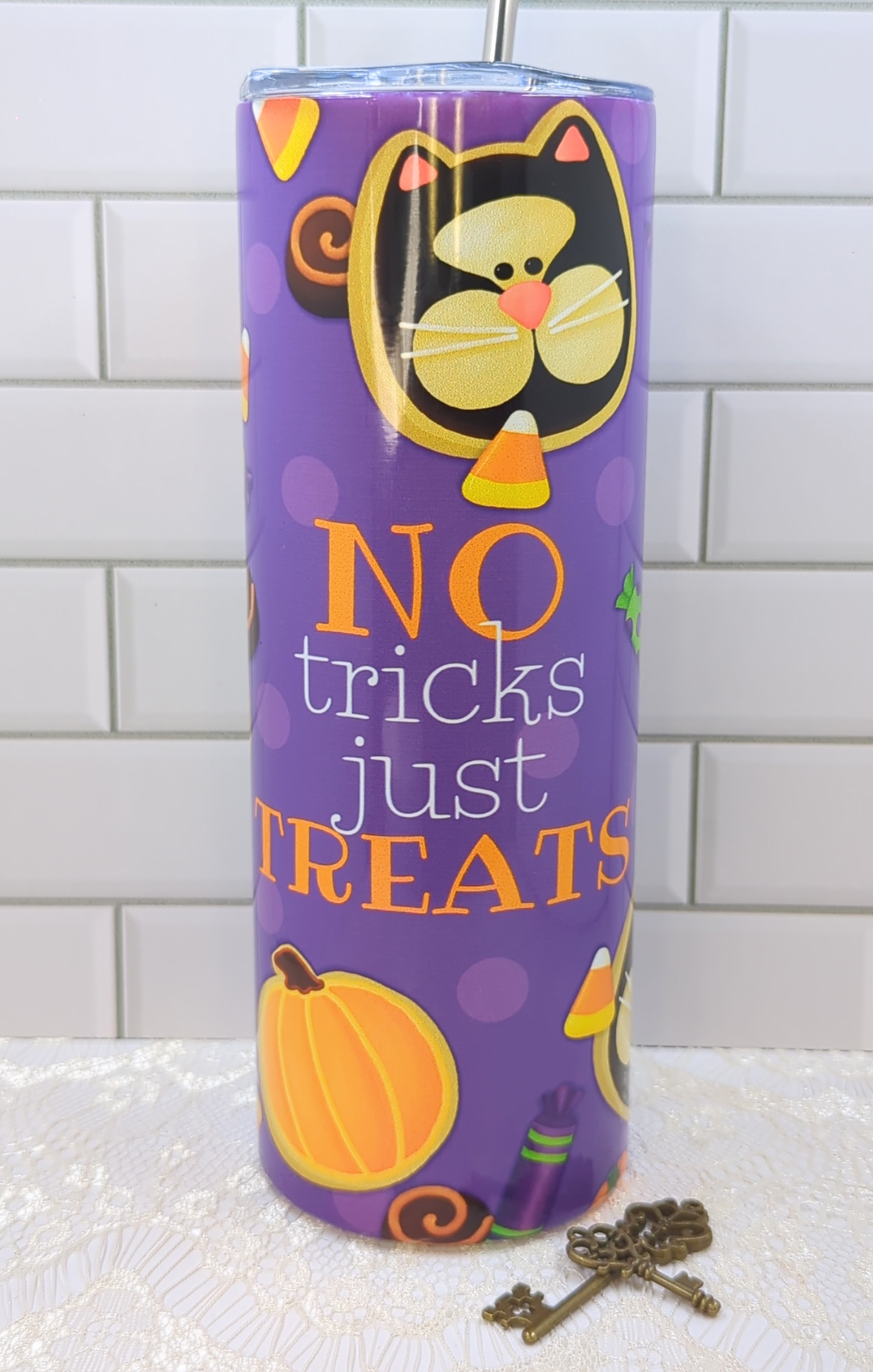 20 oz Halloween Cookie Cat and Treats Sublimation Tumbler