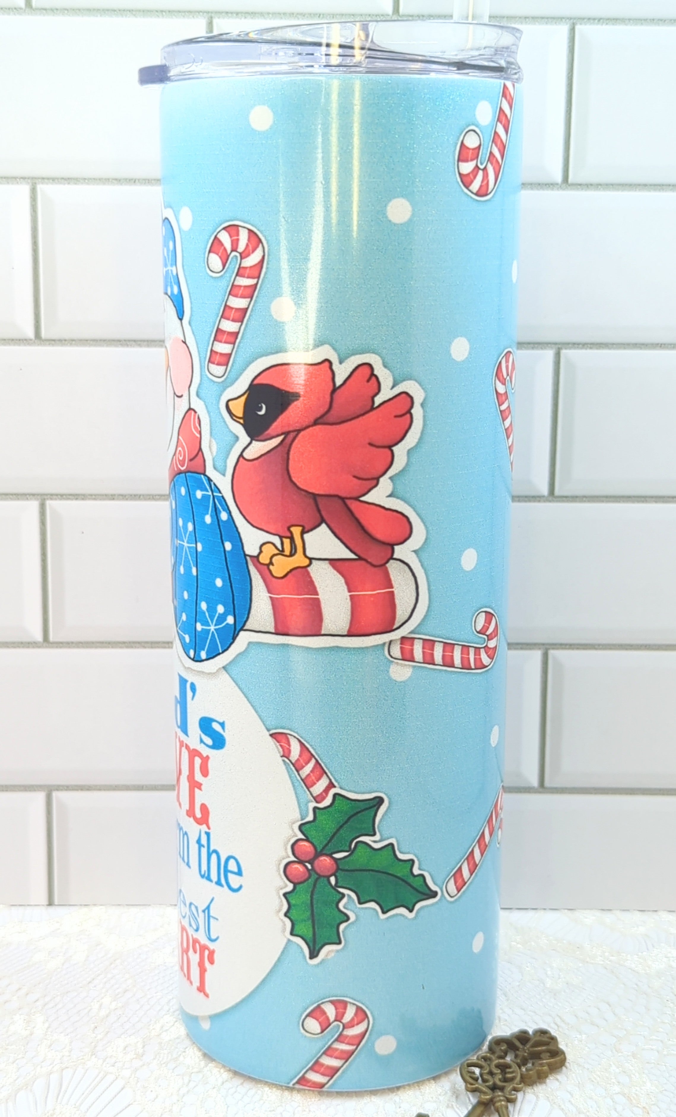 20 oz Warming Cold Heart Snowman on a Glittered Sublimation Tumbler