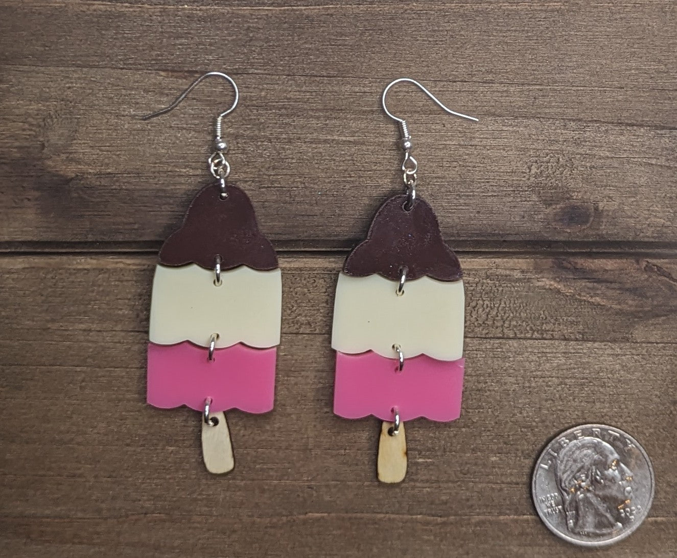 Neapolitan Popsicle Dangle Acrylic Earrings