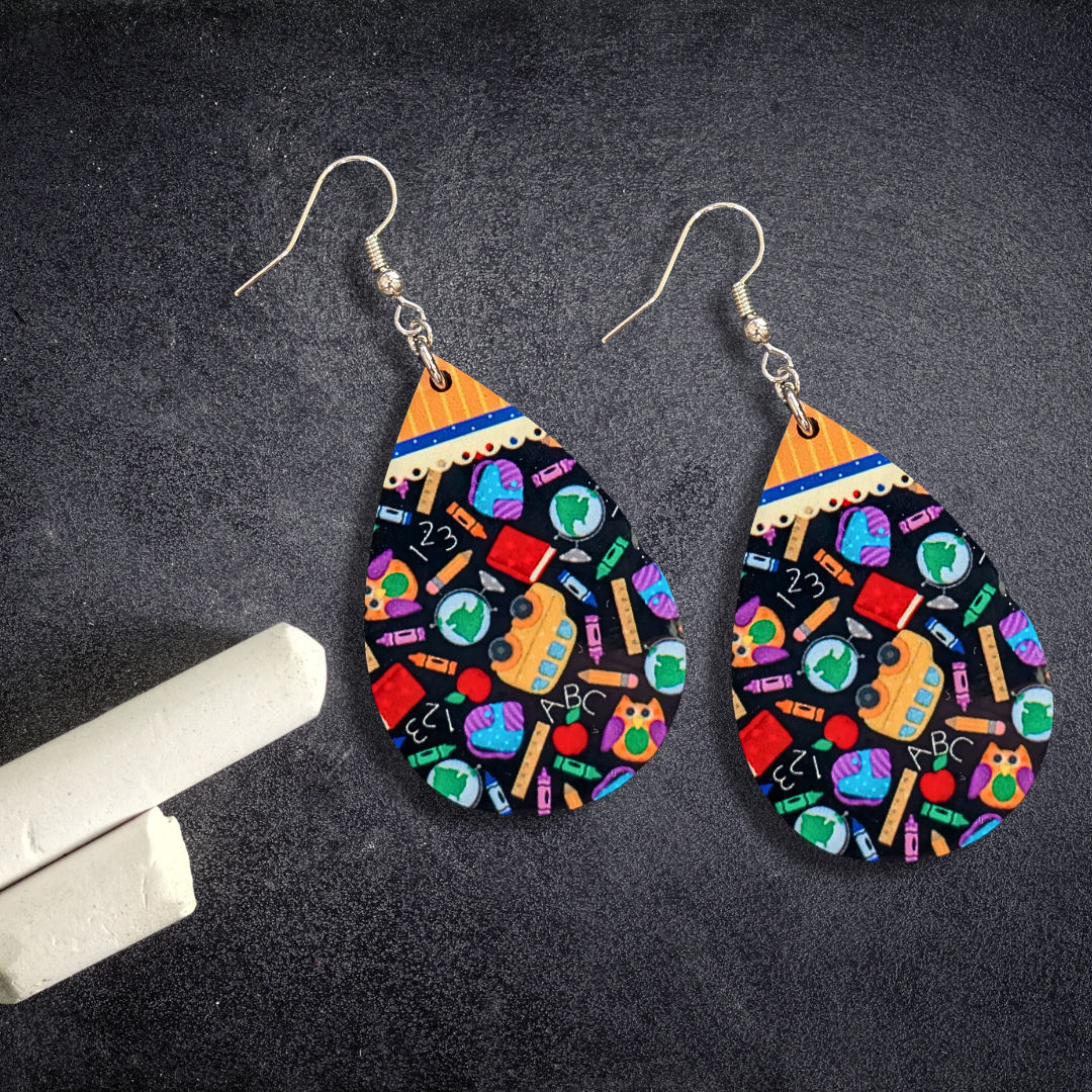 School Supplies Teardrop Earrings