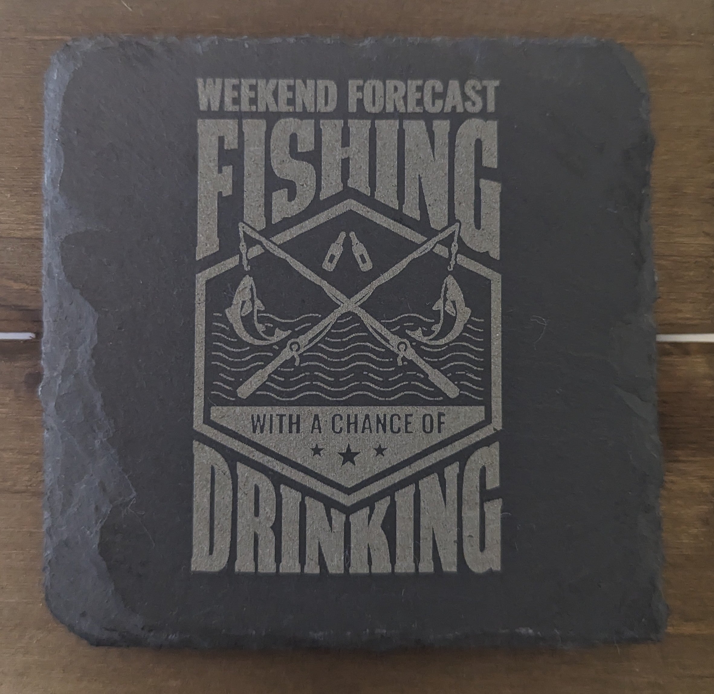 Weekend Forecast Fishing Slate Coaster