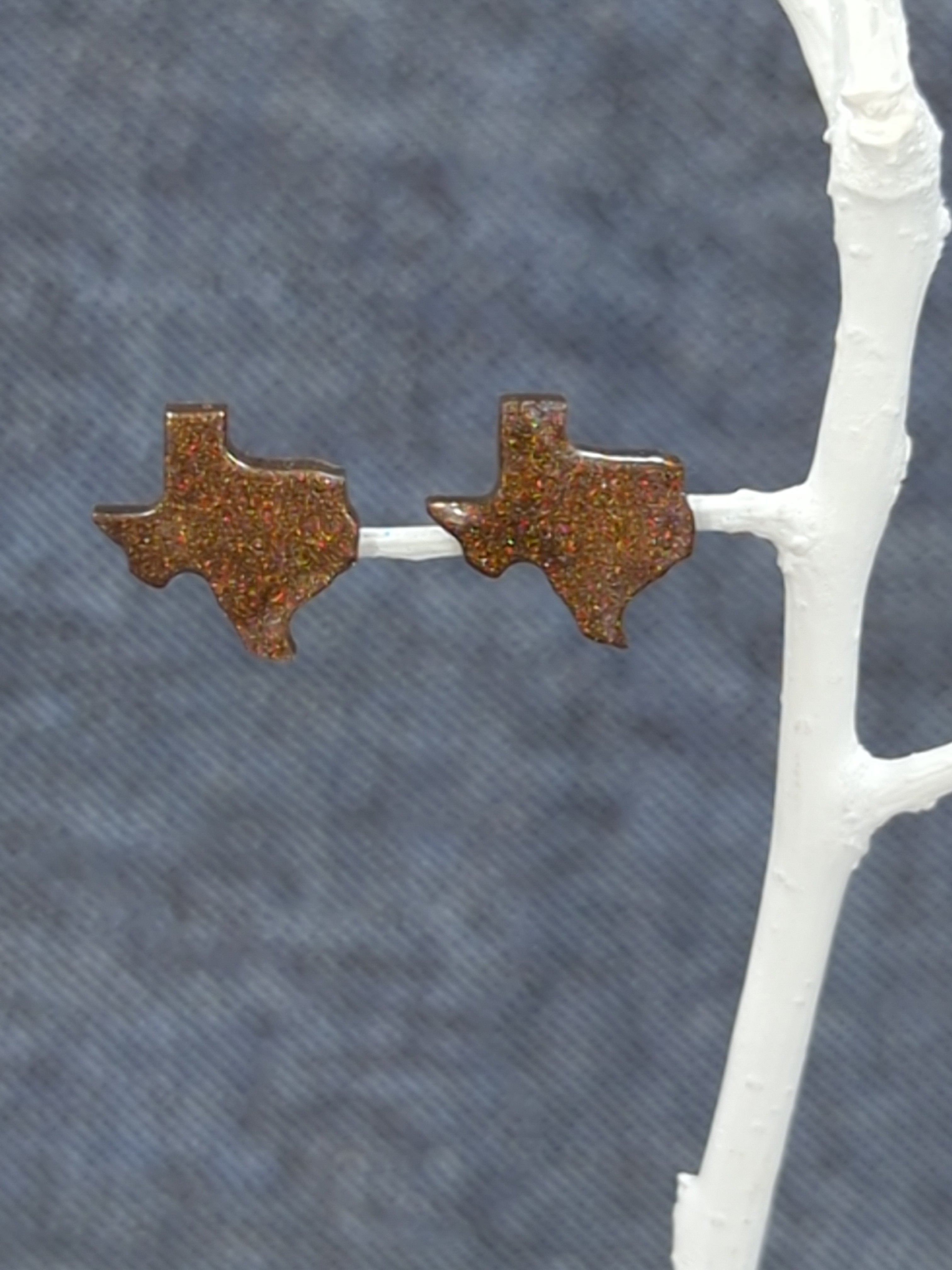 Texas Stud Resin Earrings (Chocolat Brown Shimmer)