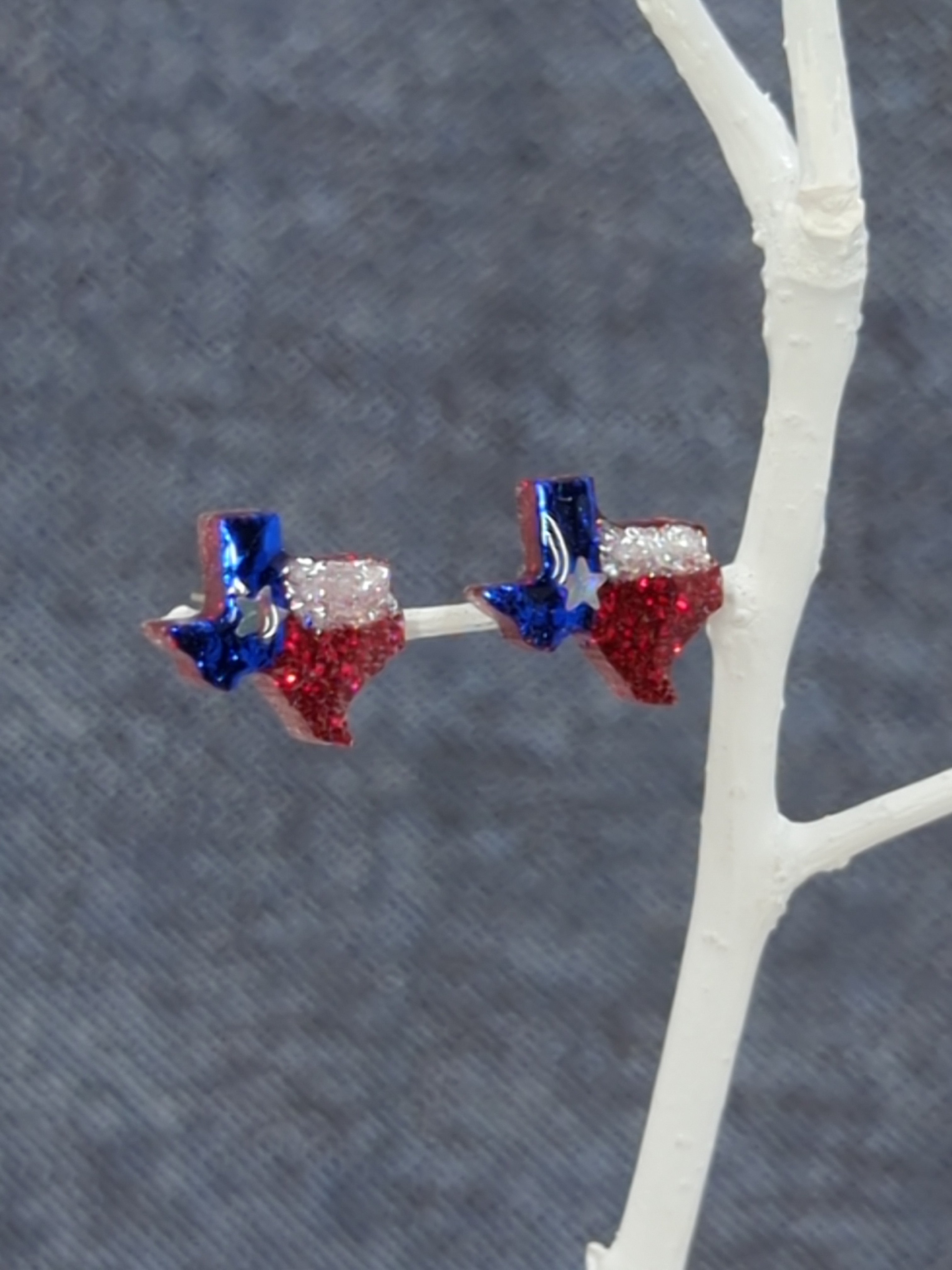 Texas Stud Resin Earrings (Texas Flag)