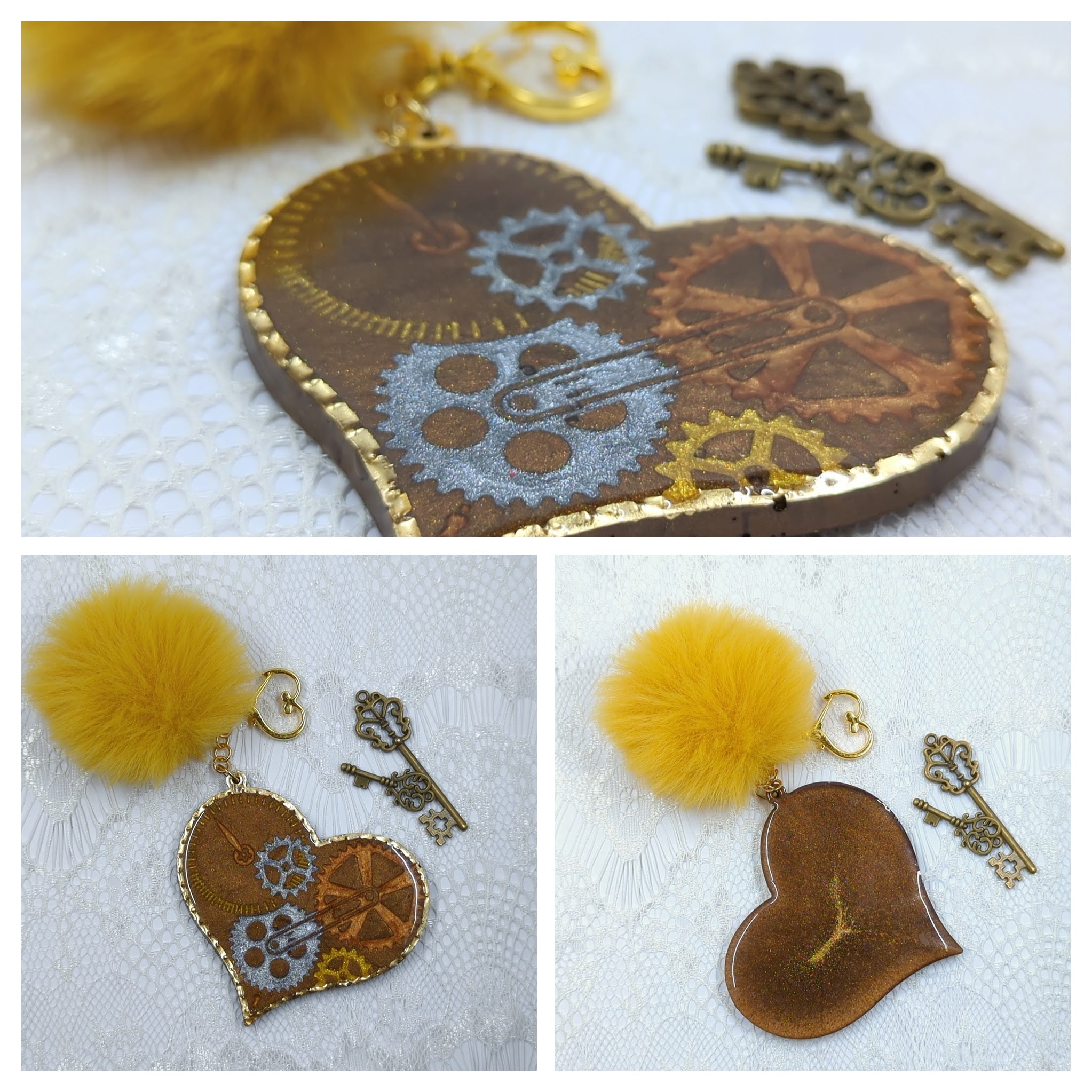 Steampunk Heart Resin Keychain (Group 11)