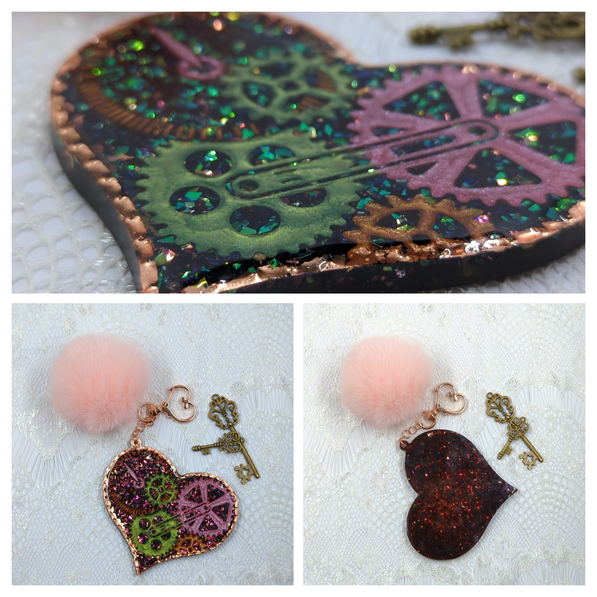 Steampunk Heart Resin Keychain (Poison Marsh)