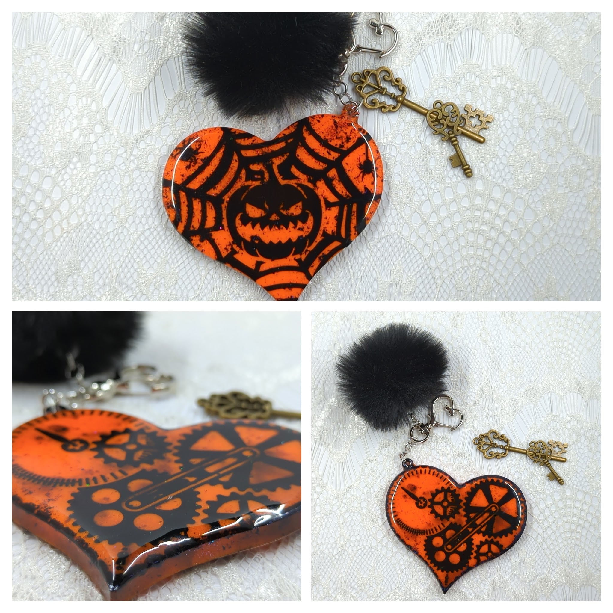 Steampunk Heart Resin Keychain (Twisted Jack)