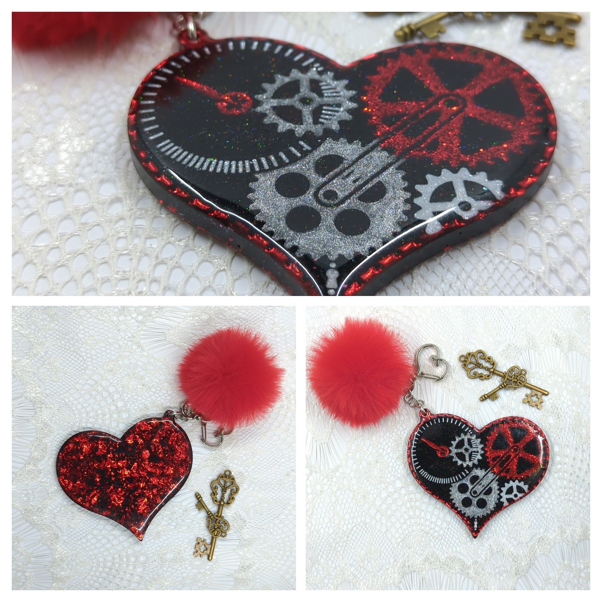 Steampunk Heart Resin Keychain (Heart Throb)