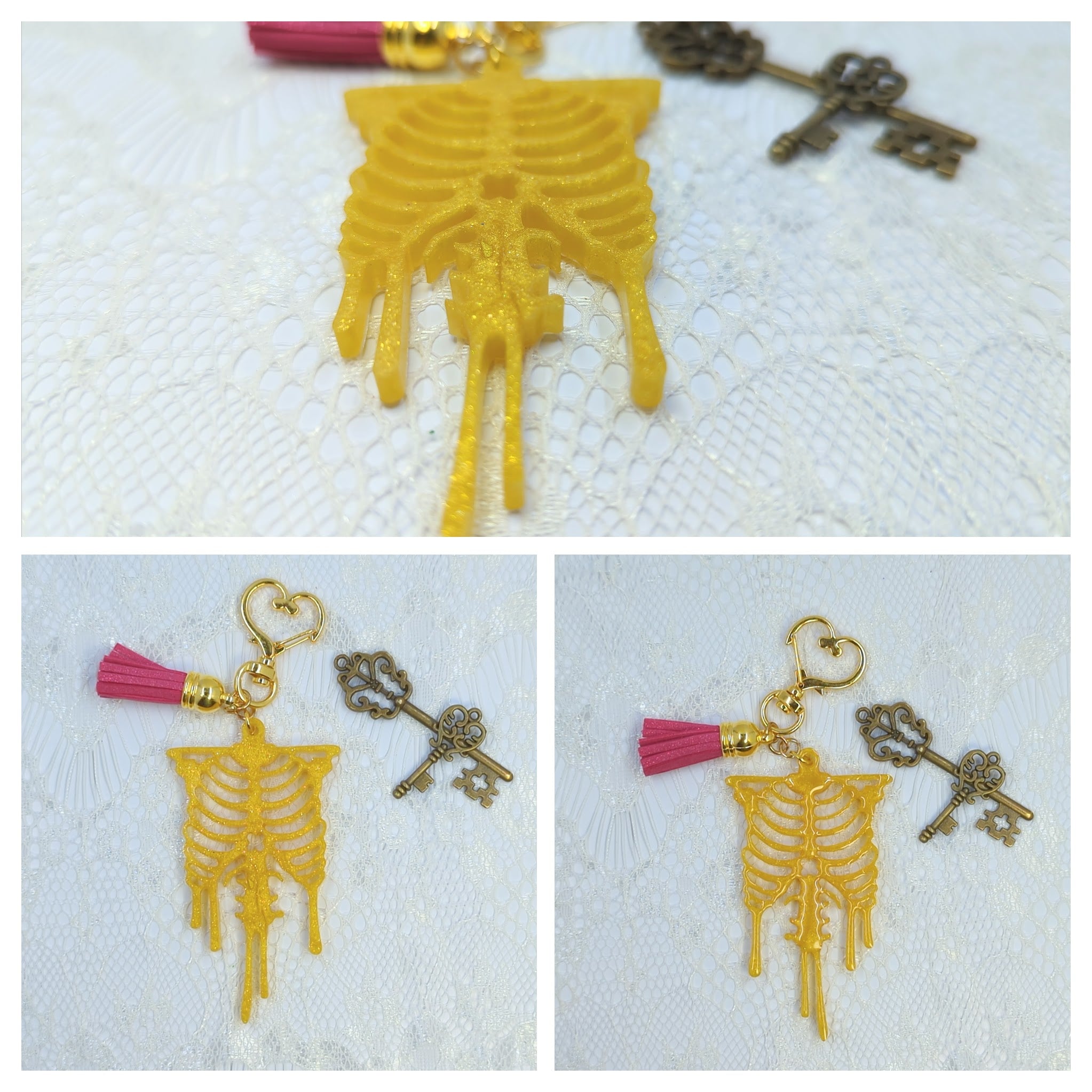 Skeleton Torso Resin Keychain (Gold)