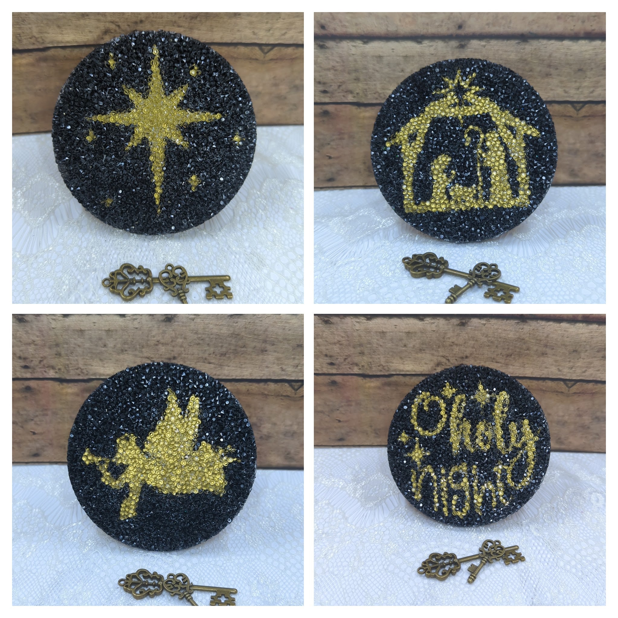 4pc Christmas Story Resin Druzy Coaster Set