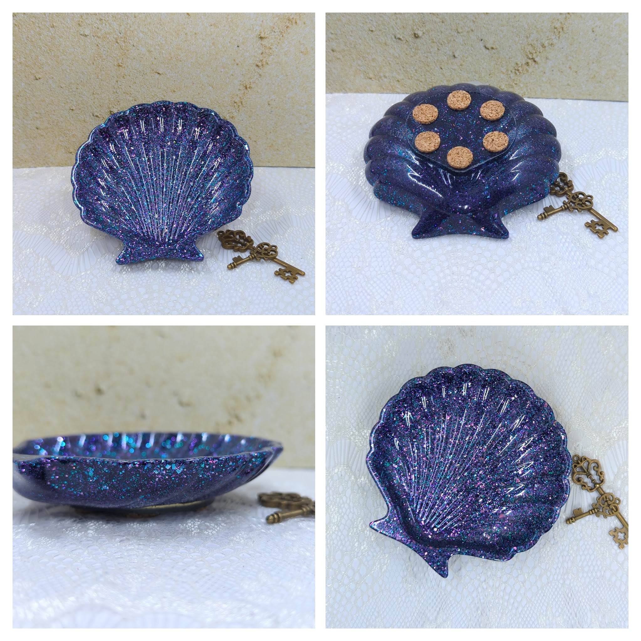 Seashell Resin Dish (Teal/Purple Mixed Glitter)