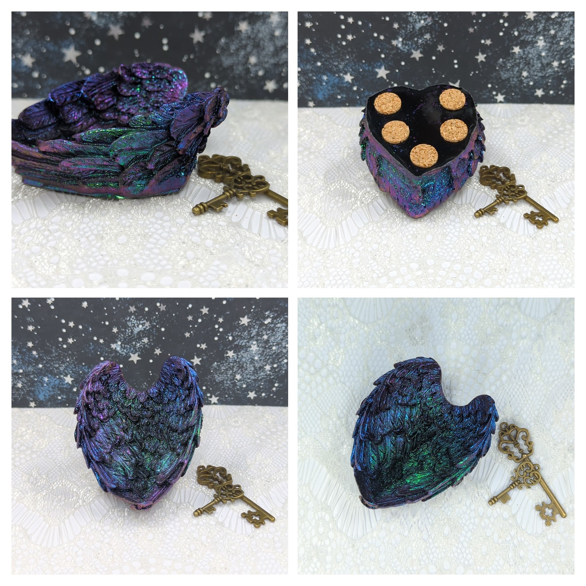 Wing Resin Dish (Blue/Green/Purple Shifting on Black)