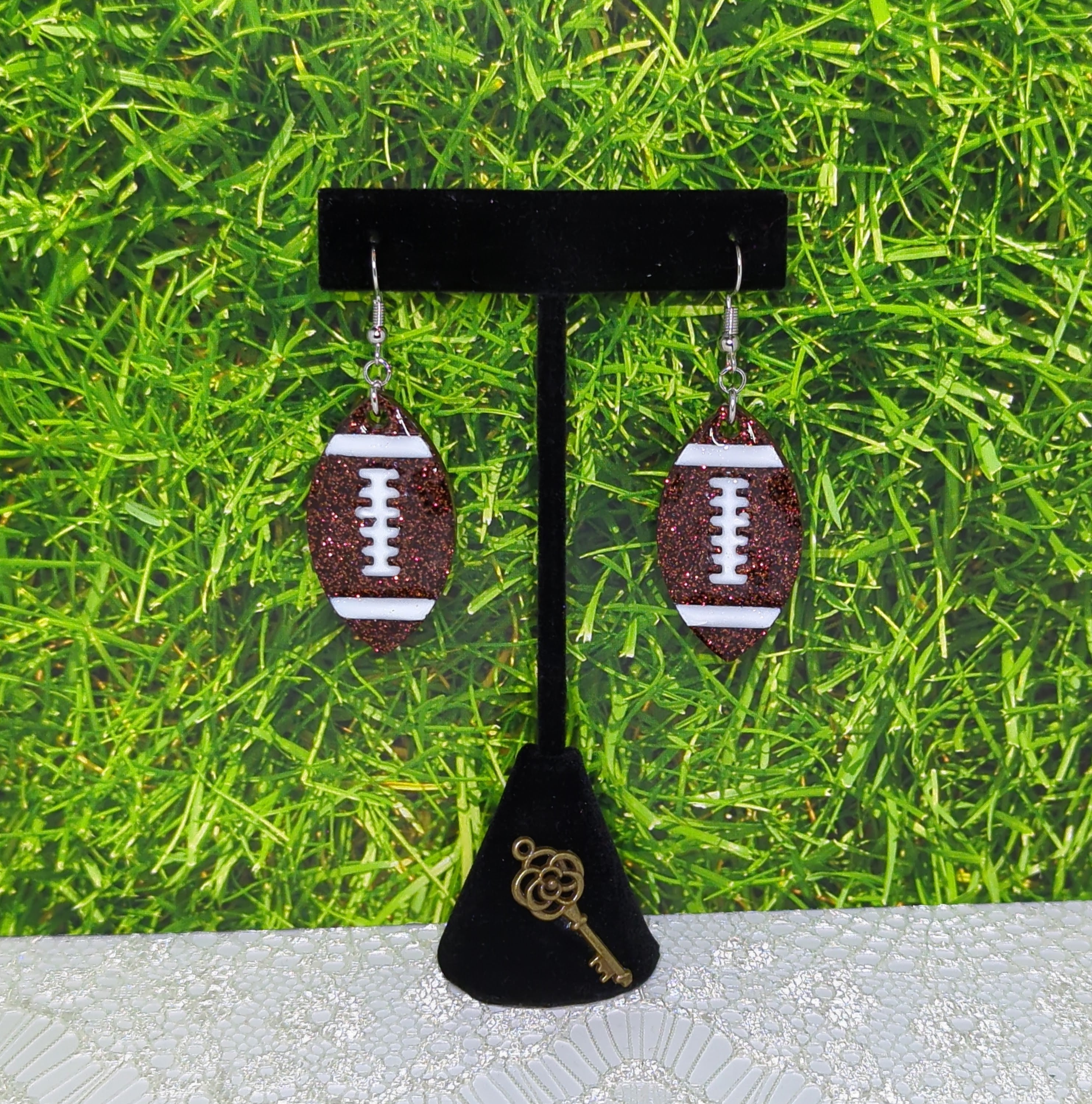 Football Resin Earrings (Glitter)