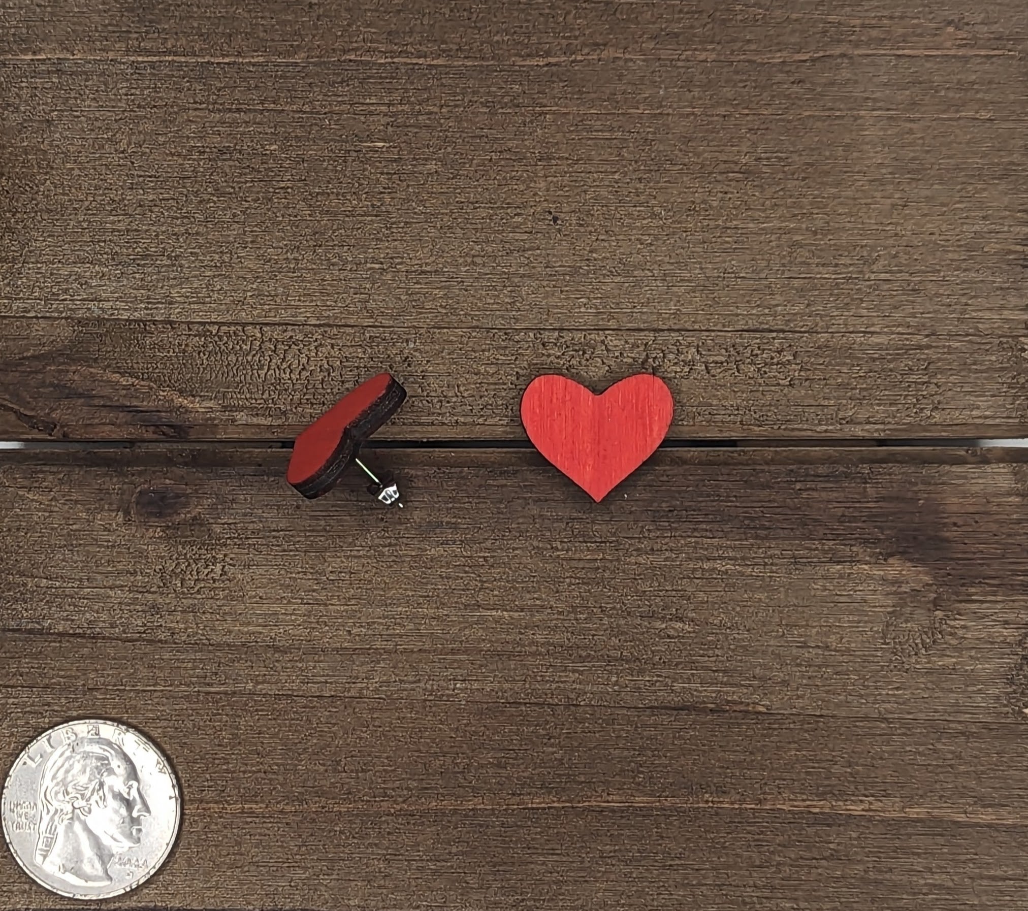 Large Heart Stud Wood Earrings